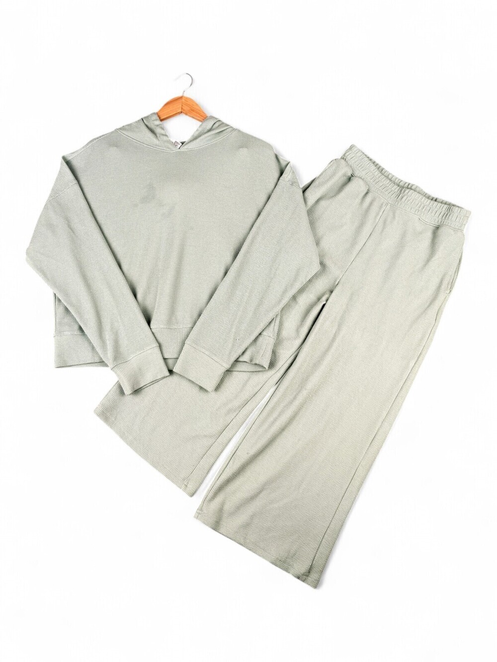 Jockey Two-Piece Waffle Hoodie Loungewear Set Sage M/S